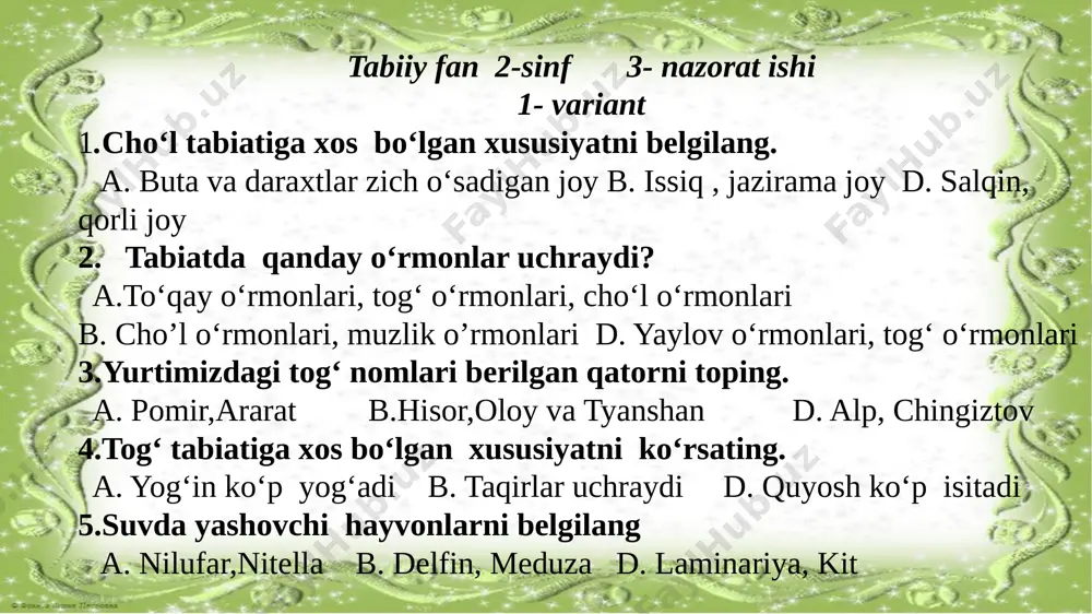 57- dars 3- nazorat ishi.tabiiy fan 2- sinf - Page 5