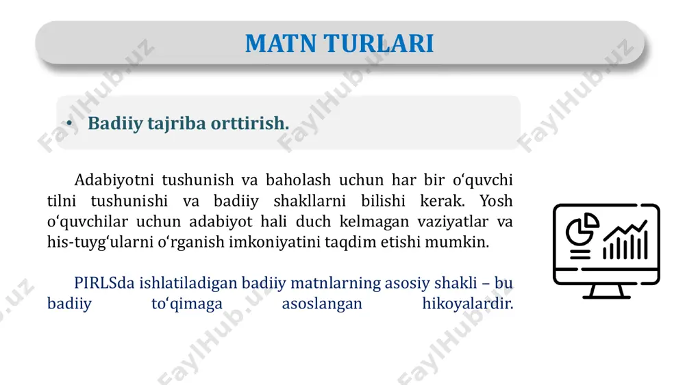 igini aytdi? 11.______________________________________________ quyidagi mazmunda javob berilgan bo‘lsa, javob qabul qilinadi va “1” ball beriladi javobda rubenning marvaridni juda yaxshi ko‘rishi ifoda etiladi. masalan: -chunki u haqiqatdan ham unga yoqadi. -chunki u haqiqatdan ham uni yaxshi ko‘radi. -u uni yaxshi ko‘radi. quyidagi mazmunda javob berilgan bo‘lsa, javob qabul qilinmaydi va “0” ball beriladi javobda rubenning marvaridni juda yaxshi ko‘rishi ifoda etilmaydi. noaniq, matn bilan bog‘liq bo‘lmagan yoki savoldagi so‘zlar takrorlanishi mumkin. 5. ruben marvaridni olganidan so‘ng hayotida qanday o‘zgarishlar qildi? ikkita misol keltiring. quyidagi mazmunda javob berilganda, o‘quvchining matnni to‘liq tushunganligi namoyon bo‘ladi va “2” ball beriladi. javobda quyidagilardan ikkitasi ifoda etilishi mumkin: •endi do‘stlari bilan o‘ynamaydi/tashqariga chiqmaydi. •marvaridlar haqida o‘qiydi/marvaridlarni o‘rganadi. •qisqichbaqasimonlar/chig‘anoqlar haqida o‘qiydi/o‘rganadi. •marvaridlarni sovg‘a sifatida so‘raydi/ko‘proq marvaridlarga ega bo‘lishni xohlaydi. •marvarid savdogari bo‘lishni xohlaydi. quyidagi mazmunda javob berilganda, o‘quvchining matnni qisman tushunganligi namoyon bo‘ladi va “1” ball beriladi. javobda faqat bitta ma’lumot yoziladi. quyidagi mazmunda javob berilgan …