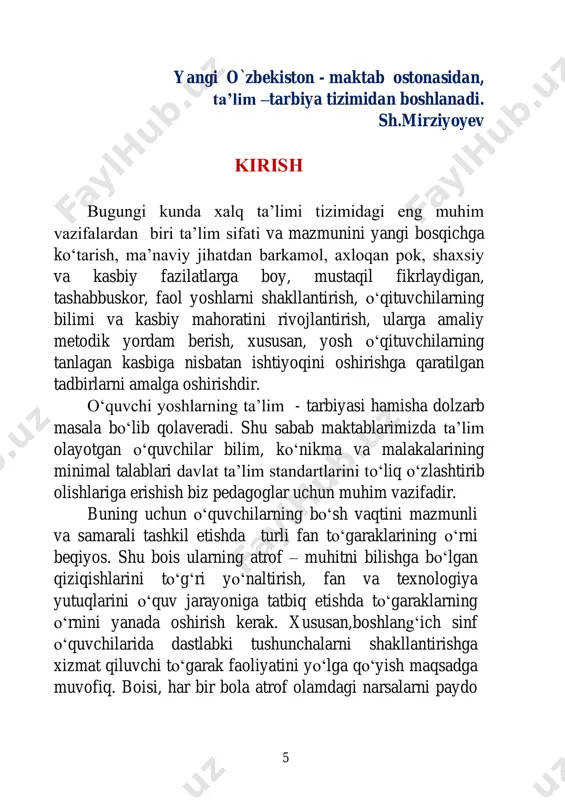 arga mos materiallarni ( masala va misollarni) qo‘shimcha tuzib davom ettirish o‘rinli bo‘ladi. 8 4 – sinf. yosh matematik. 34 soat № mavzular soat sana izoh 1 10 000 ichida raqamlashga oid misol va masalalar 1 2 o‘nlik sanoq sistemasi haqida tushuncha. 1 3 ko‘p xonali sonlarni raqamlash. 1 4 ko‘p xonali sonlarni raqamlash.yuzliklar. 1 5 misol, masalalar yechish. 1 6 to‘rt arifmetik amal va ularning bajarilish tartibi. 1 7 qavsli ifodalarda amallar tartibi. 1 8 uchburchaklar. 1 9 qo‘shiluvchilarning o‘rinlarini almashtirish va guruhlash. 1 10 bir necha qo‘shiluvchining yig‘indisini topish.vaqt birliklari. 1 11 kattaliklarni qo‘shish va ayirish usullari. 1 12 kasrlar va ulushlar 1 13 o‘tilgan materiallarni mustahkamlash. 1 14 bir xonali songa ko‘paytirish. 1 15 nollar bilan tugaydigan sonlarga ko‘paytirish. 1 16 ko‘paytirish bilan bo‘lish orasidagi o‘zaro bog‘lanish. 1 17 yozma bo‘lish.to‘g‘ri to‘rtburchakning yuzini topish. 1 18 misol va masalalar yechish.o’tilganlarni mustahkamlash 1 19 ko‘p xonali sonni bir …