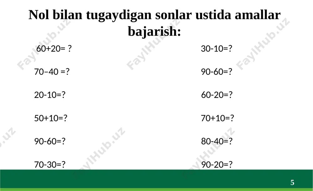 100 lik soni ichida qo'shish va ayirish - Page 5