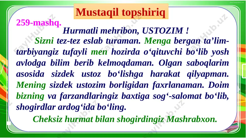 4-sinf.ona tili 260-262- mashq - Page 5