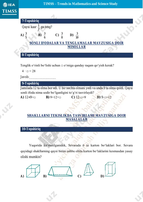 timss 4-sinf matematika 1-daftar - Page 5