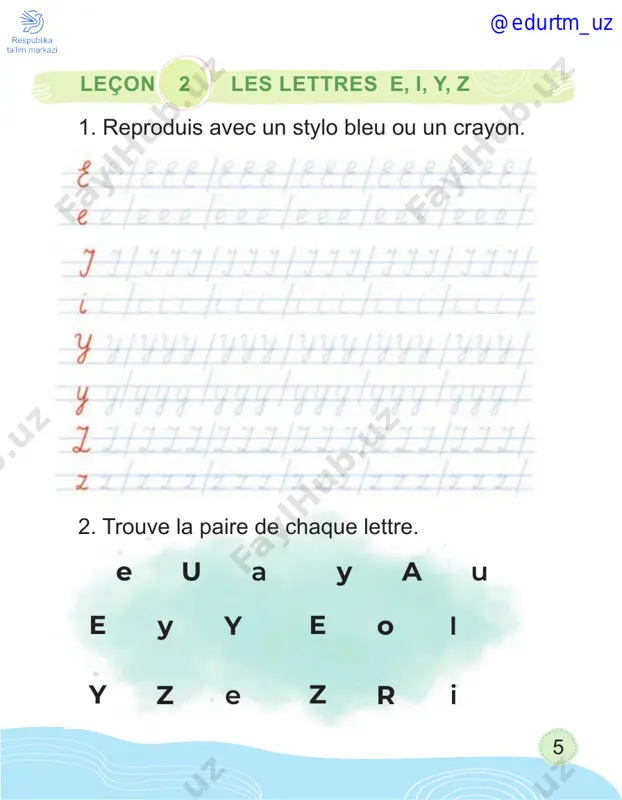 ble ____________________ en . . man ____________________ ____________ ____________ _______________ blanc la jambe un kangourou @edurtm_uz 27 3. complète les mots avec ton, son, ta, sa. ___bonbon, ___ballon, ___pomme, ___ balle leçon 4 j’ai une tête, deux bras, ... 1. recopie les mots. ____________ ____________ ____________ 2. complète les mots avec on, om. maintenant lis les mots. le p___t un c___c____bre le b___b___ le coton le pompier le concombre @edurtm_uz 28 leçon 5 après l’école 1. recopie les mots. le jardin le chimpanzé le marin ____________ ____________ ____________ 2. complète les mots avec in, im. maintenant lis les mots. le lap___ le sap___ un t___bre 3. colorie le syllabe in en bleu et im en orange. un jardin – un chimpanzé – un dessin – le printemps – un timbre – un sapin – simple – un matin @edurtm_uz 29 ou em om im an oi en am im ç …