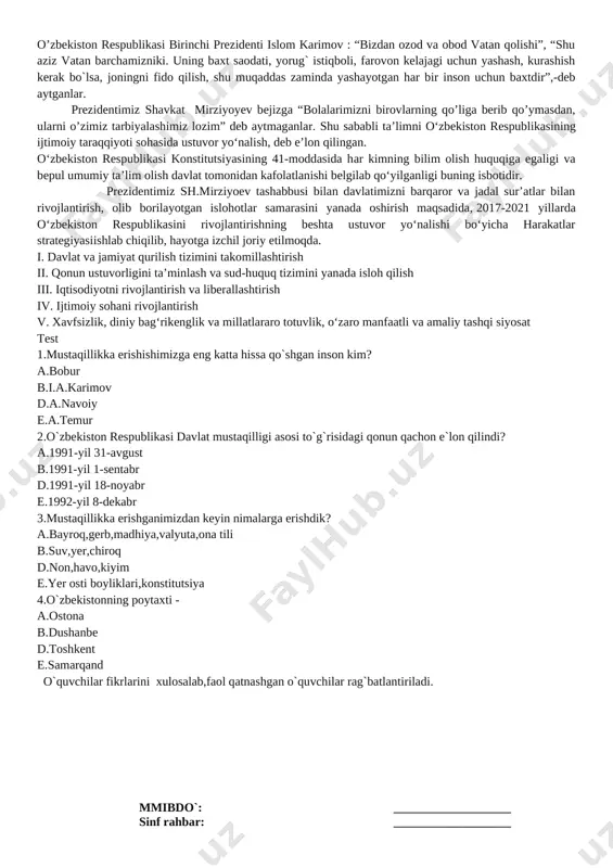 mashg`ulotning borishi: tashkiliy qism: o`quvchilarning mashg`ulotga tayyorgarligi. ma`naviyat daqiqasi ii.asosiy qism: o’qituvchi: “piyodalarning tashkiliy jamlanmasi” – qoidalarning 5.2 bandi talablariga muvofiq yo’lda bir yo’nalishda birgalikda harakatlanayotgan odamlar guruhi. [bookmark: 1209483]piyodalarning tashkiliy jamlanmasiga bir qatorda to’rt kishidan ortiq bo’lmasdan yo’lning qatnov qismida faqat transport vositalarining harakat yo’nalishi bo’ylab o’ng tomondan yurishga ruxsat etiladi. [bookmark: 1209484]jamlanmaning oldi vaorqasida chap tomondan qizil bayroqcha, qorong’i vaqtda yoki yetarlicha ko’rinmaslik sharoitida esaoldindaoq, orqada qizil rangli chiroq ko’targan kuzatuvchilar bo’lishi kerak. [bookmark: 1209485] bolalar guruhini trotuarlar va piyodalar yo’lkalaridangina, ular bo’lmaganda esa yo’l yoqasidan faqat kunduzi va katta yoshdagilar kuzatuvidaolib yurishga ruxsat etiladi. [image: 62][image: ] jamlanmaning oldida va orqasida chap tomondan qizil bayroqcha, qorong’i vaqtda yoki yetarlicha ko’rinmaslik sharoitida esa oldinda oq, orqada qizil rangli chiroq ko’targan kuzatuvchilar bo’lishi kerak. [image: ]bolalar guruhini trotuarlar va piyodalar yo’lkalaridangina, ular bo’lmaganda esa yo’l yoqasidan faqat kunduzi va katta yoshdagilar kuzatuvida olib yurishlariga ruxsat etiladi. o`quvchilar fikrlarini xulosalab,faol …