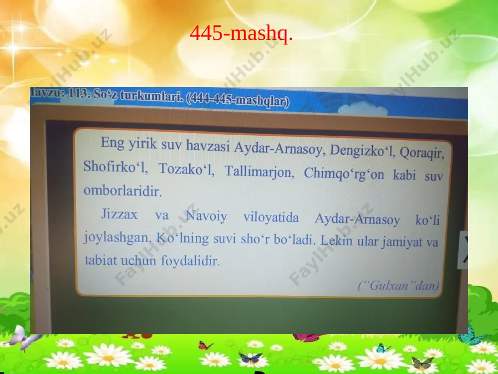 4- sinf ona tili mavzu; gap.445-446- mashqlar d.qayumova - Page 5