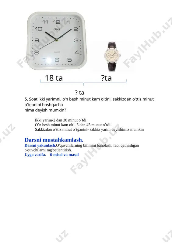matematika 2-sinf vaqt birliklari. musthkamlash - Page 5