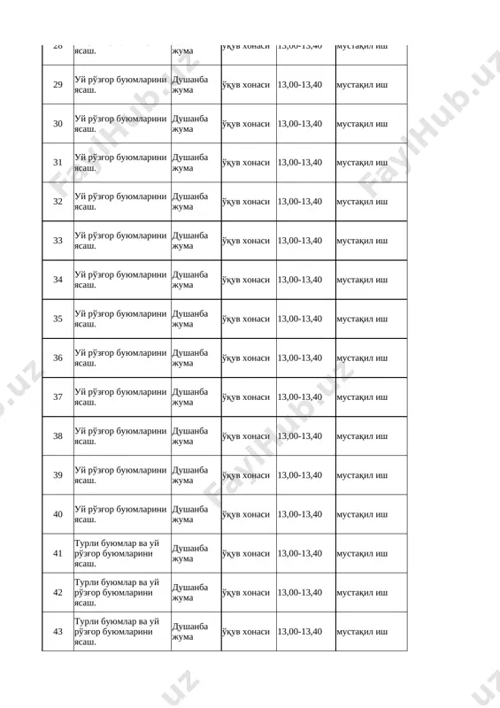 mustaqil ish 35 uy ro'zg'or buyumlarini yasash. dushanba juma o'quv xonasi 13,00-13,40 mustaqil ish 36 uy ro'zg'or buyumlarini yasash. dushanba juma o'quv xonasi 13,00-13,40 mustaqil ish 37 uy ro'zg'or buyumlarini yasash. dushanba juma o'quv xonasi 13,00-13,40 mustaqil ish 38 uy ro'zg'or buyumlarini yasash. dushanba juma o'quv xonasi 13,00-13,40 mustaqil ish 39 uy ro'zg'or buyumlarini yasash. dushanba juma o'quv xonasi 13,00-13,40 mustaqil ish 40 uy ro'zg'or buyumlarini yasash. dushanba juma o'quv xonasi 13,00-13,40 mustaqil ish 41 turli buyumlar va uy ro'zg'or buyumlarini yasash. dushanba juma o'quv xonasi 13,00-13,40 mustaqil ish 42 turli buyumlar va uy ro'zg'or buyumlarini yasash. dushanba juma o'quv xonasi 13,00-13,40 mustaqil ish 43 turli buyumlar va uy ro'zg'or buyumlarini yasash. dushanba juma o'quv xonasi 13,00-13,40 mustaqil ish 44 turli buyumlar va uy ro'zg'or buyumlarini yasash. dushanba juma o'quv xonasi 13,00-13,40 mustaqil ish 45 turli buyumlar va uy ro'zg'or buyumlarini yasash. dushanba juma o'quv xonasi 13,00-13,40 mustaqil ish 46 …