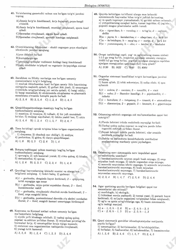 t ro'zg'orga qut-agaka olib &.iradi, dangasalik esa ya,iqov,lik eshigj pi ochadi. d)yezuchsfiipjlg mahorati shuodaki, chtchl bahorni atf cfiftdek keladigan g.o|ra ichiga qapa leera oldi, 20. qaysi gapda tinish belgisi bilan bog')iq xatolik mach.jpd emas? a)bojalik hvuotpipg a.sl pallasi, ppdap ko'rrol1 irah gamvpd bo'lishga intilin$, b)xujias, bu ht,yttm ham - }raqiqiy cml.s, soxla ekap, c)demak, gap bunday: hozh.cha tog'ga shiqishpi kechiktirapiz, d)upjlg qo'lidan kelpaudigap ish yo'q - d radgorlig)t suvoqciilift, chilangarlig-tt lrstachjlik - hampasipi eplaydi, 2| yo'lipgga iptizor bo'lclim, olajop. v aloga gigillor o' klirp, olajop,, davhmpapga aor-t zot bo'l,dim' otajofu, vir ho'ppoqqa atmog ho'lslitp, otarp, ushbu she'riy rarsha qayýi dostondan olipgap? a) "rchstamxol" v) 'iiromisfi" s) ''kuptug'rpish'' d) "rbvslran" 22. qaysi javobdagi ma'lumot "qissayi ryag'rrziu'' olsagi haqida emaa? a)ushbu asag xi asrtla yara,tilgan, u lurkiy xalqlat lshpp eaho bo'igan qorlchsiu azardir. v)asarda olam cha odampipg yaratilishi, ipsoppipg uo'ls!ap ozishi va kopillik sari ma.9haqqdtli hamda uzoc1 yo'l llosilt bolayotganligi haqida hikoya …
