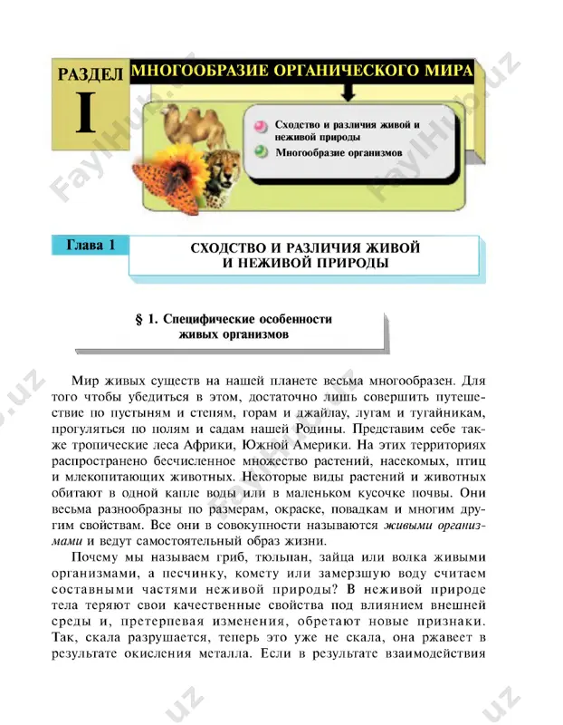 ya , obretayu t novi e p r i zn ak i . tak, skala razrush aetsya, teper eto uje ne skala, ona rjaveet v rezultate okisleniya metalla. esli v rezultate vzaimodeystviya mnogoobrazie organicheskogo mira razdel i6 ob'ektov nej ivoy prirodi s vnesh ney sredoy oni razrush ayu tsya, chto soprovojdaetsya poterey veshestva, to belok v jivix organizmax v o sstan av l i v aetsya , to est on ya v l ya e tsya osnovn i m f akto r o m , opredelyayushim jizn. vse jivie organizmi, kak bi raznoobrazni oni ni bili, imeyut kletochnoe stroenie i sostoyat iz sxojix xim icheskix elementov i vesh estv. samoe krupnoe mlekopitayu sh ee — kit, kak i samoe malenkoe nasekomoe — komar, imeyut kletochnoe stroenie. kletka — samaya malenkaya edinitsa, voplotivshaya v sebe vse svoystva jivoy materii. mejdu organizmom i vnesh ney sredoy vsegda proisxodit obmen veshestv i energii. …