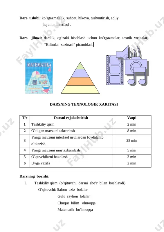 . -barakalla, rahmat ! o’quvchilar 5 tashabbus haqida ma’lumotlar va tashabbus haqida she’rlar aytadilar. ingliz tilini o’rganamiz daqiqasi. prezidentimiz i.a.karimovning 2012-yil 10-dekabrdagi “chet tillarini o’rgatishni yanada takomillashtirish chora tadbirlari to’g’risidagi 1875-qaroriga ko’ra biz ham har bir darsimizda yangi so’zlar o’rganyapmiz: [image: 0 110]baker - novvoy potato - kartoshka ingliz tilini o’rganishimizdan maqsad o’zimizning buyuk qadriyatlarimizni ma’naviyatimizni jahonga namoyish etish. teacher - o’qituvchi sheep- qo’y [image: 0 109][image: 0 109] sportsman - sportchi book - kitob [image: 0 110][image: 0 107] o’quvchilar bilan o’tilgan barcha so’zlarni takrorlab olamiz. o’quvchilardan ma’naviyat tushunchasi so’raladi. o’quvchilar guruhlarga bo’linib o’z guruhlariga ta’rif berishadi kichik guruhlarda o’quvchilar bir nechta bosqichlarda bellashadi: 1- bosqich. tezkor savollar; 2- bosqich. o’tilgan mavzu yuzasidan savol-javob 3- bosqich. yangi mavzu jarayonida; 4- bosqich. sardorlar bellashuvi. aqliy hujum usulidan foydalanib o’quvchilarga “tezkor savollar” beriladi. “bilimdonlar” guruhiga 1. 2020-yil qanday yil deb e’lon qilindi ? 2. 14-yanvar qanday kun ? 3. hozir qish …