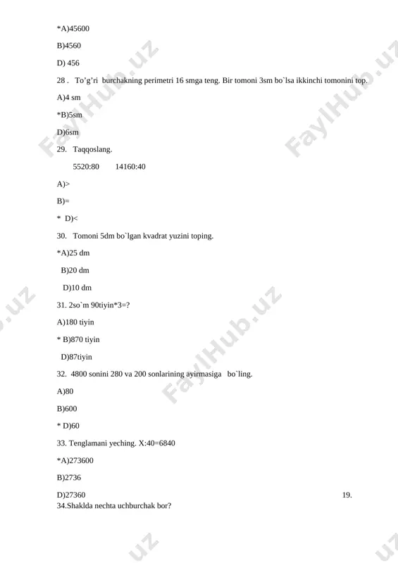 4-sint 3-chorak matematika test - Page 5