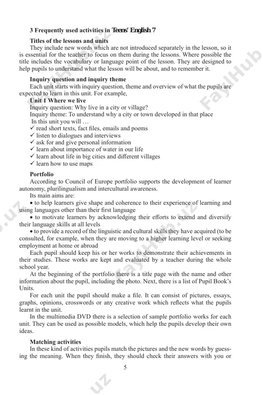 pports the development of learner autonomy, plurilingualism and intercultural awareness. its main aims are: • to help learners give shape and coherence to their experience of learning and using languages other than their fi rst language • to motivate learners by acknowledging their eff orts to extend and diversify their language skills at all levels • to provide a record of the linguistic and cultural skills they have acquired (to be consulted, for example, when they are moving to a higher learning level or seeking employment at home or abroad each pupil should keep his or her works to demonstrate their achievements in their studies. these works are kept and evaluated by a teacher during the whole school year. at the beginning of the portfolio there is a title page with the name and other information about the pupil, including the photo. next, there is a list of pupil book’s …