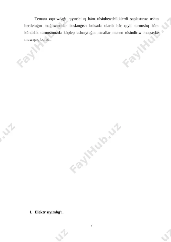 f), mikrofarada (1 = f), nanofarada (1 = ) ha’m pikofarada (1 = f). eki ótkizgishtiń elektr zaryadin toplawi ótkizgish maydaninan, ótkizgish ortaliǵiniń túrine baylanisli, yaǵniy: sol jerden dielektrik sińdiriwsheńlik haqqinda maǵliwmat beriw kerek: bul jerde c-kondensatror plastinkalari arasinda dielektirik ortaliqqa qoyilǵanindaǵi siyimliliq. - kondensatror plastinkalari arasinda vakuum bolǵan haldaǵi siyimliliǵi. sol jerde elektr siyimliliqtiń birlikleri , olardiń túrleri , tegis kondensator hám oniń siyimliliǵi . jalǵızlanǵan ótkizgish zaryadlansa, ótkizgish sırtı formasına qaray, hár túrlı sırtqı zaryad qısıqlıǵı menen bólistiriledi. sonıń ushın da ótkizgish hár bir noqatı daǵı sırtqı zaryaddıń qısıqlıǵı ótkizgishtegi ulıwma zaryad q ga proporsional bolıp tabıladı, yaǵniy: [image: ] bul jerde k - ótkizgish sırtı daǵı tekserilip atırǵan noqattıń funksiyası bolip,ótkizgish sırtınıń forması hám ólshemine baylanisli. zaryadlanǵan ótkizgish ekvipotensial sırtınıń - potensialın anıqlaw ushın onıń pútkil s sırtı bo‟ylab zaryadın anıqlaymız. [image: ] 4-súwret. dq-zaryattiń r araliqtaǵi potensiali noqatlıq dq zaryaddıń r aralıqtaǵı maydan potensialı tómendegine teń …