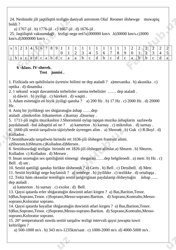 a kinetikaliq energiyasiniń ólshemi ……… bolip esaplanadi. a) temperatura . b) jilliliq muǵdari . c) ishki energiya . d) toliq energiya. 8. shirpini xx ásirdiń neshinshi jillarinda oylap tapqan ? a) 25 jillarinda . b) 30 jillarinda . c) 35 jillarinda . d) 40 jillarinda . 9. 1768-jili eń birinshi puw mashinasi kim tárepinen qurilǵan ? a)stefenson.b)lenuar.c)kuyino.d)j. watt . 10. 1770-jili eń birinshi puw avtomobili kim tárepinen qurilǵan ? a)stefenson.b)lenuar.c)kuyino.d)j. watt . 11. 1803-jili eń birinshi paravoz kim tárepinen qurilǵan?a)rtrevitik.b)lenuar.c)kuyino.d)j. watt . 12. 1823-jili eń birinshi paravozlar islep shiǵaratuǵin zavod kim tárepinen iske qosilǵan ? a) stefenson . b) lenuar . c) kuyino . d) daymler . 13. 1860-jili eń birinshi ishten janiw dvigateli kim tárepinen oylap tabilǵan ? a) stefenson . b) lenuar . c) kuyino . d) jeyms watt . 14. 1885-jili eń birinshi benzin menen isleytuǵin dvigateli kim tárepinen oylap tabilǵan ? a) stefenson . b) kuyino …