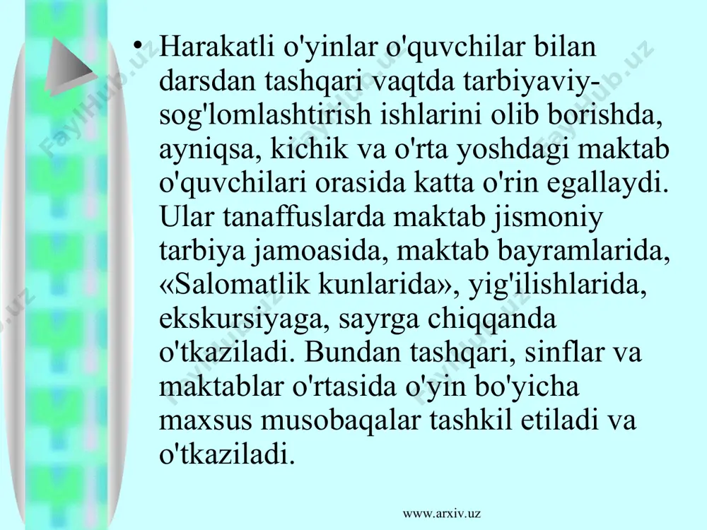 darsdan tashqari vaqtda xarakatli o’yinlarni tashkillash va o’tkazish usullari - Page 5