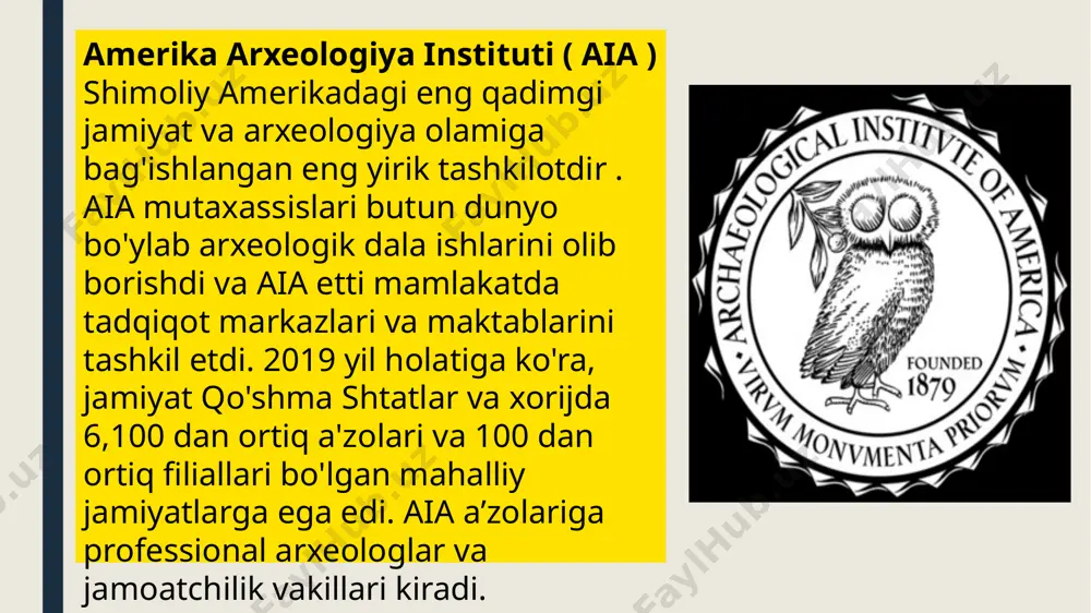 universiteti arxeologiya va muzeyshunoslik instituti: xitoydagi eng nufuzli arxeologiya o‘quv va tadqiqot markazlaridan biri. xitoy arxeologik jamiyati (cass): xitoyda arxeologik izlanishlarni nazorat qiluvchi ilmiy jamiyat. pekin universiteti hindiston arxeologiya maktabi va tashkilotlari hindiston arxeologiya idorasi (archaeological survey of india – asi): 1861-yilda tashkil etilgan ushbu idora hindistonning arxeologik yodgorliklari va madaniy merosini saqlash bo‘yicha mas’uliyatni o‘z zimmasiga oladi. dehli universiteti arxeologiya fakulteti: hindistondagi eng ilg‘or arxeologik tadqiqot markazlaridan biri. national museum institute: hindistondagi muzeyshunoslik va arxeologiya bo‘yicha yetakchi ilmiy tashkilot. yaponiya arxeologiya maktabi va tashkilotlari yaponiya arxeologiya jamiyati (japanese archaeological association): yaponiya arxeologik izlanishlarini muvofiqlashtiruvchi milliy tashkilot. kyoto universiteti arxeologiya instituti: yaponiya arxeologiyasiga bag‘ishlangan yetakchi ilmiy markazlardan biri. tokyo universiteti madaniy yodgorliklar tadqiqot instituti: qadimiy jomon va yayoi madaniyatlarini tadqiq qilish bo‘yicha yetakchi markaz. tokio universiteti foydalanilgan adabiyotlar: “asian perspectives” (the journal of archaeology for asia and the pacific) . “journal of east asian archaeology” . besenval r. va francfort …