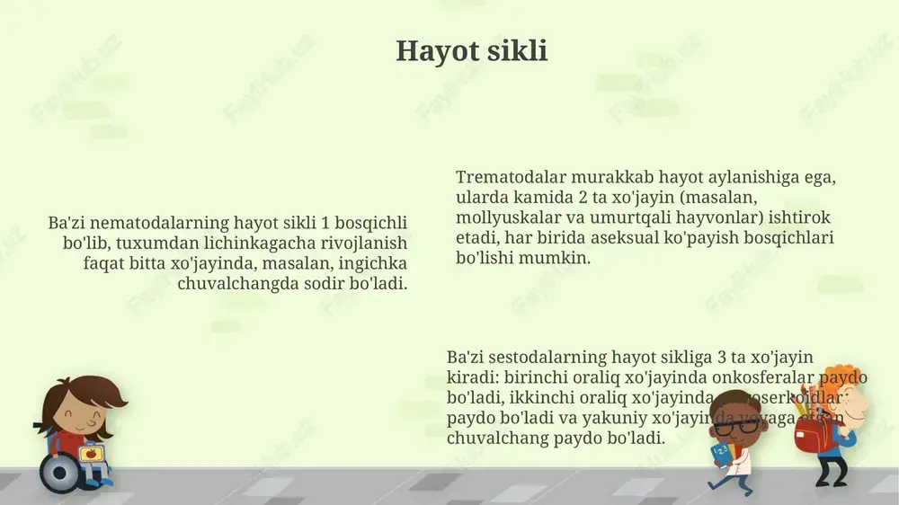 davolashda albendazol, mebendazol kabi dori-darmonlar qo'llaniladi, lekin doimiy takrorlanishining oldini olish uchun profilaktik choralarni ko'rish juda muhimdir. savol-javoblar gelmintozlarga qarshi dorilarning qanday qilib turli xil ta'sir mexanizmlari (masalan, nerv-muskul falaji, energiya almashinuvining buzilishi) 90% samaradorlikni ta'minlaydi? immunitet javoblari, masalan ige antitelalari ishlab chiqarilishi, qanday qilib surunkali gelmintoz infektsiyalarda 30 dan 50% gacha patologik ta'sir ko'rsatishi mumkin? diagnostika usullaridagi farqlar (masalan, mikroskopiya 85% aniqlik, molekulyar testlar 98% aniqlik) davolash strategiyasiga qanday ta'sir ko'rsatadi? e'tiboringiz uchun rahmat image1.png