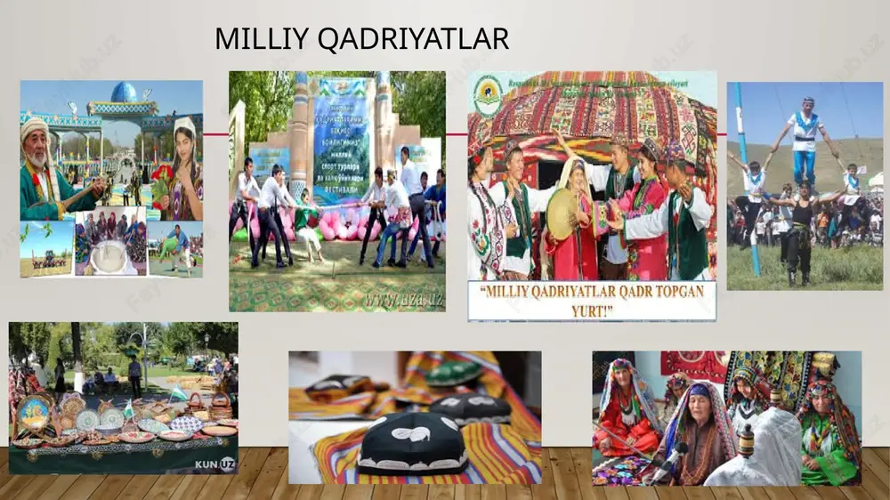 qigan, taxlil qilgan, minglab misra she'rlarni yod olib uni xalqimiz ma'naviy kamoloti yo'lida foydalanayotgan yosh avlod shakllandi. o'zbekiston milliy bog'ining eng so'lim go'shasida adiblar xiyoboni, yozuvchilar uyushmasi binosi barpo etildi. ijodkorlar uyi qurilib, foydalanishga topshirildi. 2017 yilda mamlakatimiz xotin-qizlari orasida 514 nafar fan doktori 6 nafar akademik 15 nafar o'zbekiston qahramoni 17 nafar senator 154 nafar qonunchilik palatasi deputati sifatida faoliyat olib bordi 2000-yil 12-may kuni toshkentning yunusobod tumanida barpo etilgan “shahidlar xotirasi” yodgorlik majmuining tantanali suratda ochilishi mamlakat va xalqning ijtimoiy, madaniy va ma’naviy hayotida ulkan voqea bo’ldi. o’zbekiston respublikasining birinchi prezidenti i.a.karimovning 2001-yil 1-maydagi “qatag’on qurbonlarini yod etish kunini belgilash to'g’risida”gi farmoni asosida “shahidlar xotirasi” yodgorlik majmuida “qatag’on qurbonlari xotirasi” muzeyi barpo etildi. muzey 2002-yil 31-avgustda – mamlakatda ilk bor nishonlangan “qatag’on qurbonlarini yod etish kuni”da tantanali ravishda ochildi. o’zbekiston madaniy merosi (o’zbekiston 1993 yil 26 oktabrda yuneskoga a’zo bo’ldi ) o’zbekistonning nomoddiy madaniy merosi (yunesko jahon madaniy …