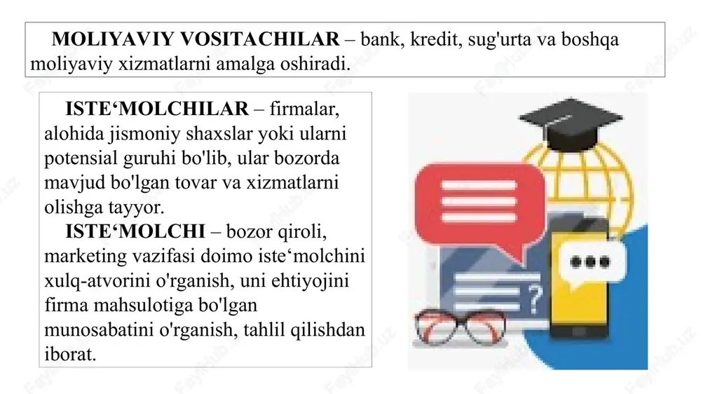 talab mehnat bozoridagi o'zgarishlar va mutaxassisliklar istiqbollari haqidagi jamoatchilik fikrining ta'sirida shakllanadi. talabning oshishi taklif narxining oshishiga olib keladi. xususan, iqtisod va yuridik mutaxassisliklar bo'lajak abituriyentlarning ko'pchiligi tomonidan tanlanadi, mos ravishda bozor talaba o'qish to'lovlarining oshirilganligini belgilaydi. narxlar strategiyasi ikkita asosiy omil asosida shakllanadi: maqsadli bozorlarning xususiyatlari; ta'lim muassasasining maqsadlari. umumiy narx strategiyalari umumiy narx strategiyalari qatoriga boshqa ta’lim tashkilotlarining takliflariga javoban xizmatlar narxining keskin pasayishi, shuningdek, xaridorlarni xizmatlar uchun to‘liq to‘lovni to‘lash hamda chegirma yoki boshqa imtiyoz (bonus) olishga taklif etish kiradi. savdo strategiyasi xizmat yoki mahsulotni ishlab chiqaruvchidan (sotuvchidan) iste'molchiga ko'chirish jarayonini o'z ichiga oladi. ko'pgina iste'molchilar transport qulayligi nuqtai nazaridan ta'lim muassasasini tanlaydilar. ota-onalar farzandlarini o'z uylari yaqinidagi maktabga yuborishlari mumkin. agar tanlov yashash joyidan uzoqda joylashgan maktabga to'g'ri kelsa, u holda o'quvchini (ota-onalar, jamoat transporti) yetkazib berishni ta'minlash kerak. qishloq aholi punktlarida o‘quvchilarni maktab avtobuslarida o‘qish joyiga yetkazish yo‘lga qo‘yilgan. ta'lim muassasalarining aloqa siyosati to'g'ridan-to'g'ri reklama …