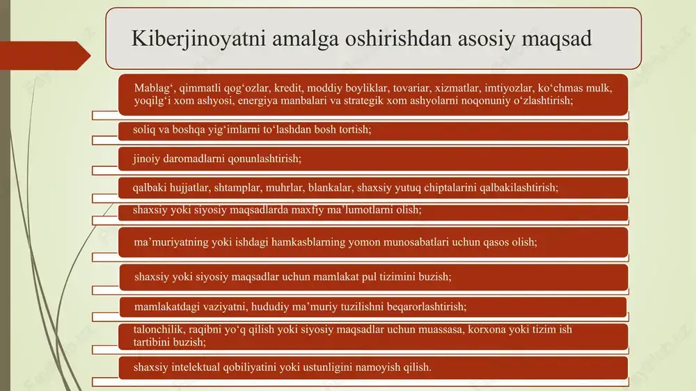shaxs yoki jamoalar tabiati tufayli ma’lumotlarning ishonchliligi bilan shug‘ullanish muammoga aylanmoqda. boshqacha aytganda, intemetdagi ma’lumotlarning ishonchliligiga kim javob beradi? bundan tashqari, internetdagi ma’lumotlarni kim to‘ldirishi, undagi xatolar va kamchiliklar uchun kim javobgar bo‘lishi kerakligi to‘g‘risida ko‘plab tortishuvlar mavjud. foydalanuvchanlik, senzura va filtrlash. foydalanuvchanlik, senzura va axborotni filtrlash mavzulari kiberetika bilan bog‘liq ko‘plab axloqiy masalalarni qamrab oladi. ushbu masalalarning mavjudligi bizning maxfiylik va shaxsiylikni tushunishimizga va jamiyatdagi ishtirokimizga shubha tug‘diradi. biror qonun qoidaga ko‘ra ma’lumotlardan foydalanishni cheklash yoki filtrlash asosida ushbu ma’lumotni tarqalishini oldini olish foydalanuvchanlikka ta’sir qilishi mumkin. kiberetikaga misollar axborot erkinligi. axborot erkinligi, ya’ni, so‘z erkinligi, shu bilan birga ma’lumotni qidirish, olish va uzatish erkinligi kiberhujumda kimga va nimaga yordam beradi degan savol tug‘iladi. axborot erkinligi huquqi, odatda, jamiyat yoki uning madaniyatiga ta’sir ko‘rsatadigan cheklovlarga bog‘liq. cheklovlar turli ko‘rinishda bo‘lishi mumkin. raqamli to ‘siqlar. axborot erkinligi bilan bog‘liq axloqiy masalalardan tashqari, raqamli to‘siq deb ataluvchi muammo turi mavjud bo‘lib, …
