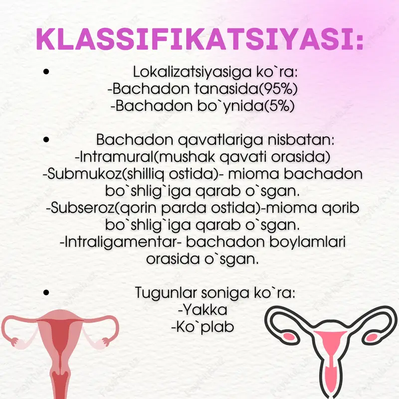 ing asept i k nek roz in ing paydo bo ' l i sh i b i lan bog ' l iq . amal i yo tdan key in pos leembo l i za t s ion s ind rom r ivo j lan i sh i mumk in (og` r iq , temperatu ra , qayt q i l i sh ) 1 . 2 . 3 . 4 . 5 . bachadon a r te r iyas i embol i za t s iyas i (bae) fuz ab la t s i ya bachadon miomas in ing re t sed iv la r s i z davo lashn ing invaz iv bo ' lmagan usu l i h i sob lanad i . texn i ka b i r la sh t i rgan in tegrat s i ya lashgan t i z im yordamida amalga osh i …