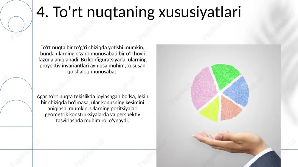 toʻrtta nuqtaning murakkab nisbati proektiv almashtirishlar - Page 6