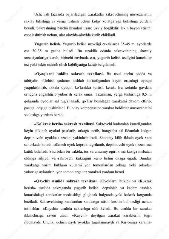 ru-xayoli, tafakkuri ham yangilanadi. shuning uchun ham o‘quvchi- yoshlarni faqat dars jarayonida emas, darsdan tashqari vaqtlarida ham sport to‘garaklariga jalb etish orqali jimo- niy chiniqtirish lozim. o‘quvchilarning bo‘sh vaqtini to‘g‘ri tashkil etish, sportga qiziqishlarini ort- tirish, ularni chaqqonlikka, o‘z oldilariga qo‘ygan maqsadlariga erishishga, bir- birlari bilan hamjihat va do‘stona munosabatda bo‘lishga, shuningdek, qo‘l to‘pi bo‘yicha bo‘lajak sportchini tayyorlash maqsadida to‘garaklar tashkil qilinadi. jismoniy tarbiyadagi sinfdan tashqari ishlarning asosiy tashkiliy shaklla- ridan biri jismoniy tarbiya to‘garagidir. to‘garakning hamma ishlari o‘quvchilar tashkiloti bilan birgalikda tasdiqlangan reja asosida olib boriladi. har bir sinfda badantarbiya tashkilotchisi saylanib, u o‘quvchilarni jismoniy tarbiya to‘garagining tadbirlarida qatnashishga jalb etadi. umumta’lim maktablardagi sharoit va shug‘ullanuvchilarning miqdoriga qarab to‘garakni tashkil qilish shaklla- ridan biri tanlanadi. to‘garakni tashkil qilish har bir sinf uchun alohida yoki o‘quv materialini o‘zlashtirishda orqada qolayotgan barcha maktab o‘quvchilari uchun alohida bo‘ladi. to‘garak ichida 20-30 kishidan iborat bo‘lgan o‘quv guruhlari ajratishladi. mashg‘ulot haftasiga uch marta 60-90 …