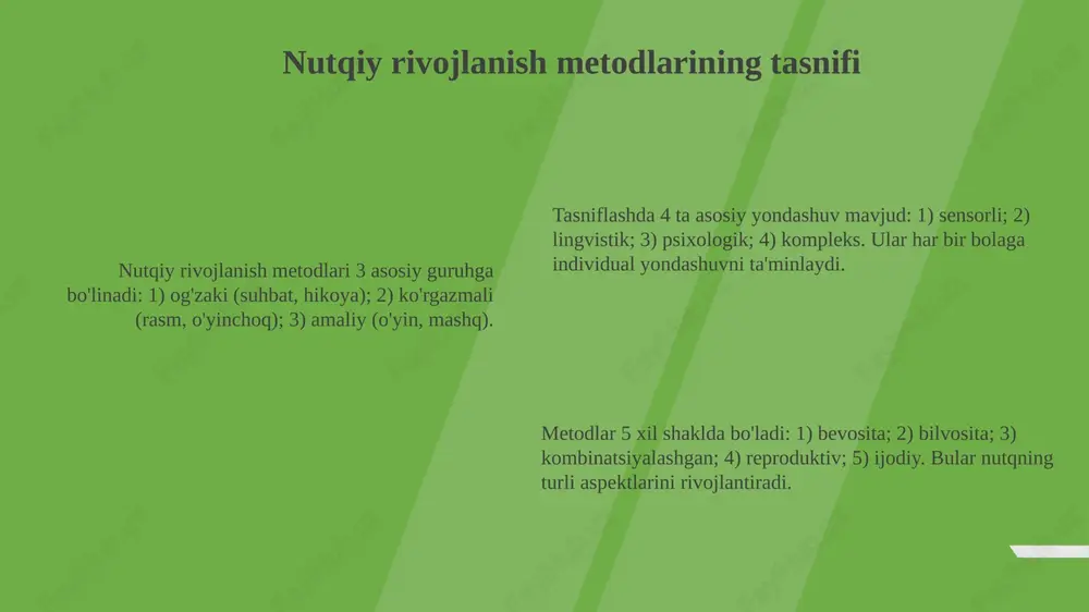 to'liq javob berishga o'rgatiladi. savol-javoblar bolaning bog'lanishli nutqini rivojlantirishga yordam beradi, ayniqsa 5-6 yoshdagi bolalar uchun 5w1h (who, what, when, where, why, how) savollari foydalidir. e'tiboringiz uchun rahmat slide 1 slide 2 slide 3 slide 4 slide 5 slide 6 slide 7 slide 8 slide 9 slide 10 slide 11 slide 12 slide 13 slide 14 slide 15 slide 16 slide 17 slide 18 slide 19 slide 20