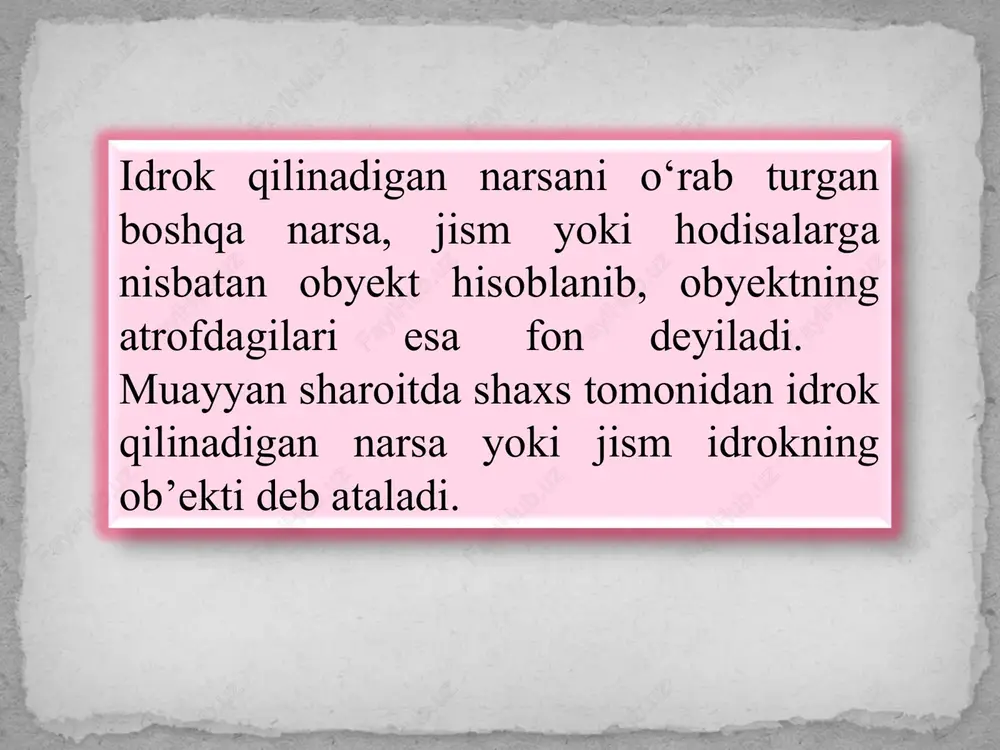 rlarini analiz va sintez qismidan iboratdir. xayolning o‘ziga xos xususiyatlaridan yana biri shundaki, agar idrok obrazlari ayni hozirgi paytdagi narsalar bilan bog‘liq bo‘lsa, xotira obrazlari o‘tgan zamondagi narsalarning obrazlarini tiklash bilan bog‘liq bo‘lsa, xayoliy yo‘l bilan yaratilgan obrazlar esa hozirgi va o‘tgan zamongagina emas, balki kelajak zamonga, odam kelajakda nima ishlar qilishini xayolan tasavvur qilib ko‘rish bilan bog‘liq bo‘lishi mumkin.