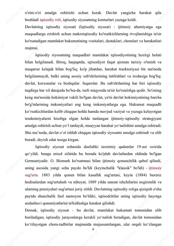 ashqi siyosati, hattoki davlat mafkurasi, harbiy siyosati bilan chambarchas bog'liq. iqtisodiy siyosat hukumatning siyosiy qarashlarini, davlatning siyosiy ta'limotini o'zida mujassam etgan va shu bilan birga u davlat siyosatini yuritishning iqtisodiy shart-sharoitlarini, iqtisodiy asoslarini yaratishga hissa qo'shishga qaratilgan. demak, mamlakatdagi siyosiy kuchlar, siyosiy partiyalar, harakatlar davlatning iqtisodiy yo‘nalishiga, olib borilayotgan iqtisodiy siyosatga sezilarli ta’sir ko‘rsatishga qodir. iqtisodiy siyosatning ijtimoiy jihatlari shundan dalolat beradiki, hukumat iqtisodiy qarorlar qabul qilishda, byudjetni shakllantirishda, davlat mablag‘larini taqsimlashda aholining turli qatlamlari, ayniqsa, yetakchi guruhlarning ijtimoiy reaktsiyasini hisobga olishga majbur bo‘ladi. konchilarning ish tashlashlari va ijtimoiy norozilikning boshqa shakllari ba'zan mamlakatda rejalashtirilgan va amalga oshirilayotgan davlat iqtisodiy siyosatining alohida elementlariga hal qiluvchi ta'sir ko'rsatishi mumkin. rejalashtirilgan iqtisodiy siyosat o'zining eng yorqin namoyon bo'lishini rejalashtirilgan davlat byudjeti, maqsadli davlat dasturlari, davlat qonunlari, parametrlari ijtimoiy himoya va muhtojlarga yordam berish davlat krediti, davlat soliqqa tortish stavkalari va taqdim etilgan imtiyozlar, davlatning import va eksportga tashqi va ichki nuqtai nazardan …