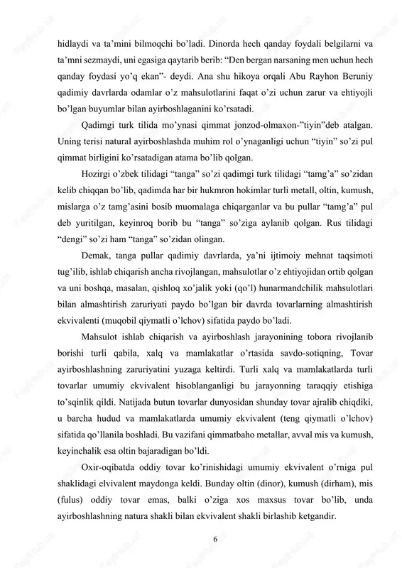 oimiy urush-janjal azobida qolgan xalqlarni o’z himoyasiga olish, u yerda tinchlik va osoyishtalik o’rnatish bo’lgan edi. amir temur jahondagi 27 mamlakatni bosqichma-bosqich o’z davlati tarkibiga kiritib, yagona davlat sifatida birlashtirdi va ularning iqtisodiyoti va moliya tizimini takomillashtirdi. davlatning boshida bosh hukmdor-amir temur turgan bo’lsa, undan keyingi ikkinchi bo’lib moliya devoni turar edi. moliya devonining asosiy vazifalari-davlat soliq ishlarini yuritish, qishloq xo’jalik ishlarini boshqarish, davlat xazinasiga turli daromad tushumlarini keltirish, tangalar zarb qilish va soliqlar bilan bog’liq qonunbuzarlik hamda boshqa iqtisodiy muammolar bilan shug’ullanar edi. har bir shahar, viloyat va o’lka shu shahar va yoki viloyat hokimi-dorug’asi tomonidan boshqarilgan, ular ma’muriy, huquqiy, mahkama ishlaridan tashqari, zarur topilganda askar va soliqlarni yig’ishga ham yuborilar edi. dorug’alarni tayinlash va vazifasidan olish ishlarini molya devoni hal qilar edi. davlat xazinasi samarqanddagi ko’ksaroy va hirotdagi ixtiyoriddin qal’asida, shuningdek, davlatning yillik umumiy daromadi va uning kirim-chiqimlari haqida aniq bir ma’lumotlarga ega emasmiz, lekin davlat daromadlari bilan …