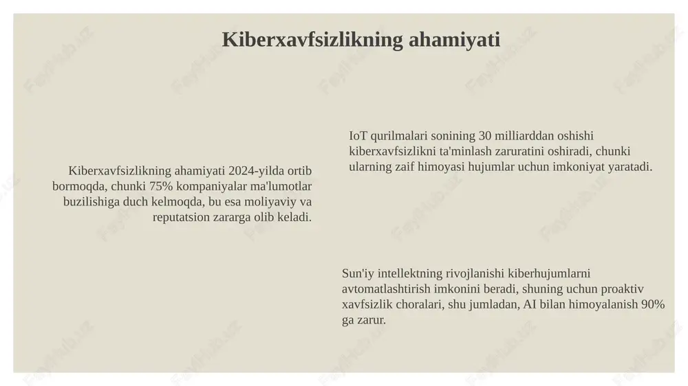 hsulotlar ishlab chiqarish imkonini beradi. xulosa texnik jihozlar rivojida sun’iy intellektning (ai) integratsiyasi, ayniqsa, avtonom tizimlar va 5g aloqa orqali real vaqtda ma’lumotlarni qayta ishlash tendensiyasi sezilarli o’sishni ko’rsatmoqda. qayta tiklanadigan energiya manbalariga (masalan, quyosh va shamol) asoslangan texnik qurilmalar ishlab chiqarish 30% ga oshdi, bu esa barqaror texnologiyalar va ekologik tozalik tendensiyasini aks ettiradi. materialshunoslikdagi yutuqlar, xususan, uglerod nanotrubkalari va grafen kabi materiallardan foydalanish, texnik qurilmalarning vaznini 15% ga kamaytirish va mustahkamligini oshirish imkonini beradi. e'tiboringiz uchun rahmat image3.png