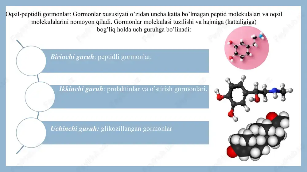 dan koprosterinni hosil bo`lishiga olib keladi: qo`sh bog`larni to`yintirish, aerob mikroblar tomonidan ham amalga oshiriladi. aktinomitsetlar, mikoshaklli shtammlar va hattoki, zamburug`lar orasida oksidlovchi sifatidagi vakillar uchraydi. masalan, aspergillus flavus ba`zi steroidlarning aromatik xalqalarini qaytaradi. efirli tuzilishga ega bo`lgan steroidlaning gidrolizi. bu reaksiyalar mikroorganizmlar tomonidan amalga oshiriladi va katta amaliy ahamiyatga ega. atsillanish kimyoviy sintezning odatdagi oraliq mahsuloti hisoblanadi, bunda funksional guruhlarning asl himoyalanishi sodir bo`ladi. atsillanish kimyoviy yo`l bilan osongina amalga oshishiga qaramay, u qo`shimcha keraksiz mahsulotlarni hosil bo`lishiga olib keladi. efir bog`larni mikrobiologik parchalanishi har xil taksonomik guruhlarga mansub bo`lgan vakillar, xususan flavobakteriyalar tomonidan amalga oshirilishi mumkin. ergosterin. uni formulasi 1934-yilda aniqlangan bo‘lib, xolesterin- dan c-24-o‘rinda bitta metil guruh va xalqadagi c- 7 va c-8, yon zanjirdagi 22- va 23- karbon atomlari o‘rtasida qo‘sh bog‘lar bo‘lishi bilan farqlanadi. ergosterin o‘simlik olamini qator vakillari, shuningdek zambu- rug‘lar, mikroorganizmlar organizmida uchraydi. ergosterin ayniqsa achitqi mikroorganizmlar tarkibida mo‘l bo‘ladi. ergosterinni sanoat miqyosida …