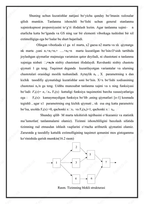 oslari tarmoqli texnologik jarayonlarni modellashtirishning nazariy asoslari ishlab chiqarish tizimlarida murakkab texnik va texnologik jarayonlarni tahlil qilish, boshqarish hamda ularni optimallashtirish uchun zarur bo‘lgan muhim ilmiy yo‘nalishlardan biridir. modellashtirish jarayonida texnologik tizimning ishlash prinsiplari, kirish va chiqish parametrlarining o‘zaro bog‘liqligi, tashqi ta’sirlar va ichki o‘zgaruvchilar o‘rganiladi. tarmoqli texnologik tizimlar ko‘p bosqichli, o‘zaro bog‘langan va har bir bosqichda turli fizik, kimyoviy yoki mexanik jarayonlar sodir bo‘ladigan murakkab tizimlardir. shu sababli ularni to‘liq tahlil qilish uchun modellashtirish usullaridan foydalanish muhim ahamiyat kasb etadi. modellashtirishning asosiy maqsadi real jarayonlarni soddalashtirilgan matematik yoki kompyuter ko‘rinishida ifodalash orqali ularning xatti-harakatini o‘rganish, nazorat qilish va boshqaruvni optimallashtirishdan iboratdir. har qanday modellashtirish jarayoni tizimni tavsiflovchi o‘zgaruvchilarni aniqlash, ularning o‘zaro munosabatlarini matematik formulalar yoki tenglamalar orqali ifodalash va bu model asosida tahlil o‘tkazish bosqichlarini o‘z ichiga oladi. tarmoqli texnologik jarayonlarda bu o‘zgaruvchilar sifatida asosan ishlab chiqarish parametrlarining quvvat, bosim, harorat, sarf, tezlik kabi fizik kattaliklari olinadi. modellashtirish jarayonini …
