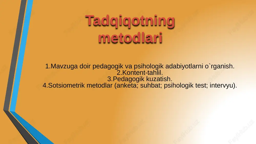 tishning amaliy asoslari 2.1. ta’lim jarayonida yangi pedagogik texnologiyalarni qo’llash........................ 2.2tarbiya jarayonini texnologiyalashtirish xulosa....................... foydalanilgan adabiyotlar ro’yxati tojiev m. bilimlarni o’zlashtirish bosqichlari. j.: halq ta’limi, 1995, № 9-12, 95-103 b. tojiev m. baho mezoni modeli.-halq ta’limi. – 1996.-n4.-101–105b. tojiev m., salahutdinov r., barakaev m., abdalova s. ta’lim jarayonida zamonaviy axborot texnologiyalari t., 2001,-148 b. tolipov o’.q, usmanboeva m. pedagogik texnologiya: nazariya va amaliyot. monografiya. t.: «fan», 2005. tolipov o’.q, usmanboeva m. pedagogik texnologiyalarning tatbiqiy asoslari. t.: «fan», 2006. tolipov o’.q. tajriba-sinov ishlarini o’tkazishdan yangi pedagogik texnologiyalar. t., «halq ta’limi», 1999 y.№2-3. tolipov o’.q. tahsil oluvchilarning mustaqil ishlarida o’qitish vositalari. t., «halq ta’limi», 2000 y. №3. tolipov o’.q. ta’limda o’rgatuvchi va o’rganuvchi faoliyatlari uyg’unlashuvi. t., «halq ta’limi», 2000 y. №3. tolipov o’.q. o’qituvchilar tayyorlashda yangi pedagogik texnologiyalar t., «halq ta’limi», 2000y. №2. tursunov i.y. "kadrlar tayyorlash milliy dasturi" talablari asosida o’rta umumta’lim jarayoni o’quv-metodik majmualari mazmunini yangilashning muammo va istiqbollari. qq …