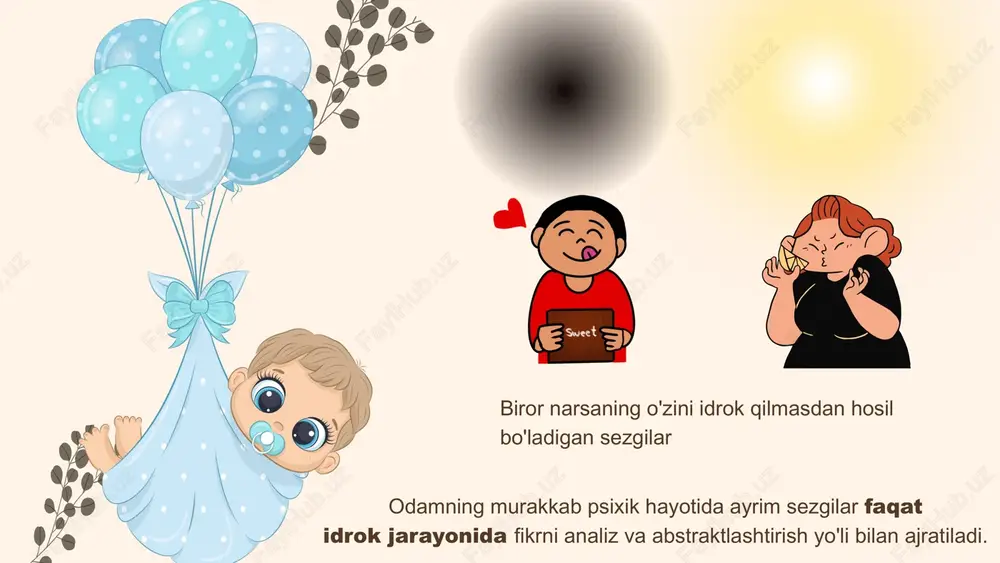 shishi yoki mos emas nuqtalarga to'g'ri kelishiga bog'liqdir. ko'z soqqalarining to'r pardalarida sariq dog'dan teng baravar uzoqlikdagi nuqtalarni mos (yoki identik) nuqtalar deyiladi. idrok qilinayotgan narsadan aks etgan nurlar xuddi shu mos nuqtalarga to'g'ri kelsa, narsa bitta bo'lib ko'rinadi. 1, 2, 3 raqamlari bilan belgilangan nuqtalar ko'zdan teng-baravar uzoqlikda bo'lib, bu nuqtalar ko'z to'r pardasining mos nuqtalarida aks etadi. bu nuqtalarning har biri ko'zimizga bitta nuqta bo'lib ko'rinadi. mos nuqtalarning xususiyati shuki, agar bu nuqtalar ayni bir vaqtda baravar qo'zg'alsa, narsaning surati bitta bo'lib, to'g'ri aks etadi to'r pardasining sariq dog'iga nisbatan har xil uzoqlikdagi nuqtalarini mos emas nuqtalar deb ataladi uchinchi o'lchovni (uzoqdalik, chuqurlikni) binokulyar idrok qilishda ko'zning konvergensiyasi, ayniqsa, katta ahamiyatga ega. konvergensiya ma’lum bir narsaga qaraganda, ikkala ko'z soqqasining gavhar tomon baravar burilishidir. ikkala ko'z soqqasi ana shunday burilganida ko'rish o'qlari biz qarab turgan narsaning o'zida birbirini kesib o'tadi. sechenov yaqinlashadi uzoqlashadi fazoni teri sezgilari va muskul-harakat …