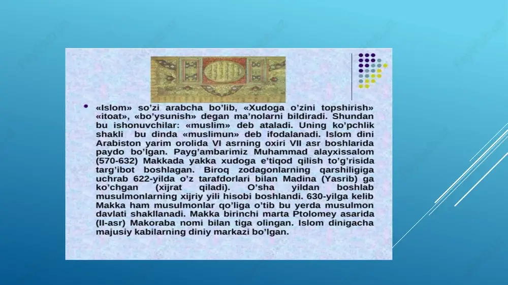 an. o‘zbekistonda davlat va din munosabatlari qonunchilik asosida tartibga solinadi:konstitutsiya: o‘zbekiston respublikasi konstitutsiyasi e’tiqod erkinligini ta’minlaydi va davlatning dunyoviyligini belgilaydi. diniy tashkilotlar haqidagi qonun: davlat diniy tashkilotlar bilan o‘zaro hurmat va tenglik asosida hamkorlik qiladi. ta’lim va din: dunyoviy ta’lim tizimi mavjud bo‘lib, diniy ta’lim maxsus muassasalarda amalga oshiriladi. fuqarolarning e’tiqod erkinligi: qonun fuqarolarning har qanday din yoki e’tiqodga erkin rioya qilishlarini kafolatlaydi. hurfikrlilik va diniy bag‘rikenglik jamiyatda tinchlik va bir-birini tushunishni ta’minlaydi:boshqalarni hurmat qilish: har bir insonning diniy e’tiqodiga hurmat bilan yondashish tamoyili. o‘zaro muloqot va hamkorlik: hurfikrlilik orqali turli e’tiqod vakillari o‘rtasida muloqot rivojlanadi. ertaklar va urf-odatlar: milliy madaniyat va diniy e’tiqod o‘rtasidagi bog‘liqlikni ta’minlaydi. qonunchilik asosida bag‘rikenglikni targ‘ib qilish: davlat siyosati bag‘rikenglik va hurfikrlilikni qonunlar orqali qo‘llab-quvvatlaydi. milliy madaniyatda hurfikrlilik o‘ziga xos o‘rin egallaydi:o‘zbek xalqining qadriyatlari: hurfikrlilik axloqiy qadriyatlarni rivojlantirishda muhim ahamiyatga ega. ijodiy ifoda: san’at, adabiyot va musiqa sohalarida hurfikrlilikning o‘ziga xos o‘rni bor. ta’lim va …