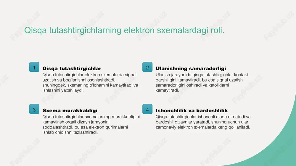 dividersdan foydalanish orqali ta'minlanadi. samarali ulanishlar signalning yuqori sifatini ta'minlaydi. 2 tizimning tuzilishi signal tarqatish tizimining tuzilishi muhim ahamiyatga ega. to'g'ri joylashgan qisqa tutashtirgichlar va dividers signal yo'qotilishini kamaytiradi. 3 texnologik innovatsiyalar zamonaviy texnologiyalar signal tarqatish samaradorligini oshirishda muhim rol o'ynaydi. yangi materiallar va metodlar, uzatish tezligini va sifatini yaxshilaydi. signal tarqatish tizimlarida dividersning ahamiyati. 1 dividersning vazifasi - dividers, signal tarqatish tizimlarida kuch va ma'lumotlarni samarali taqsimlashda muhim rol o'ynaydi, bu esa tizimning umumiy samaradorligini oshiradi. 2 tizim moslashuvchanligi - dividers, turli signal yo'nalishlarini birlashtirib, tizimning moslashuvchanligini ta'minlaydi, bu esa dizayn va konfiguratsiyalarda katta imkoniyatlar yaratadi. 3 signal sifatini yaxshilash - dividers, signalni to'g'ri taqsimlash orqali shovqinlarni kamaytiradi va signal sifatini oshiradi, bu esa elektron qurilmalarining ishonchliligini ta'minlaydi. 4 energiya samaradorligi - dividers, energiya sarfini optimallashtiradi va zarur bo'lmagan energiya yo'qotishlarini kamaytiradi, bu esa iqtisodiy jihatdan foydalidir. signal tarqatishni optimallashtirish usullari va texnologiyalari. 1 signal tarqatish texnologiyalari signal tarqatishni …