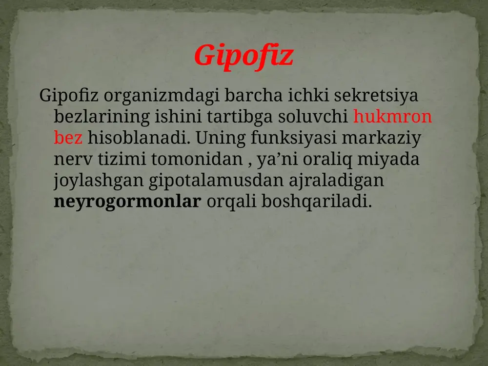 da soqol o'sadi, ovozi erkaklarnikiga o'xshab qoladi. bemor jarrohlik yo'li bilan davolanadi bu bez me'daning pastki va orqa sohasida birinchi bel umurtqasi ro'parasida joylashgan bo'lib, uzunligi 16-20 sm, massasi 70-80 g. me'daosti bezi aralash bez bo'lib, to'qimasining 98-99% i tashqi sekretsiya funksiyasini bajarib, ovqat hazm qilishda ishtirok etuvchi fermentlarni ishlab chiqaradi. bez to'qimasining 1-2% i, ya'ni bezning langergans orolchasida insulin gormoni ishlab chiqariladi. insulin gormoni qondagi qand moddasining ortiqcha qismi jigar va muskul to'qimalarida glikogen moddasi sifatida zaxira holda to'planishini ta'minlaydi. me'daosti bezi me'daosti bezining insulin ishlab chiqarish funksiyasi alohida ahamiyatga ega, chunki bezning bu funksiyasining buzilishi aholi orasida ko'p tarqalgan qandli diabet kasalligi kelib chiqishiga sabab bo'ladi. sog'lom odam qonida qandning normal miqdori 80-120 mg % bo'ladi, qandli diabet kasalligida esa uning miqdori 150-250 mg % ga ko'tarilib, undan ham ortib ketishi mumkin. qondagi qandning miqdori normal bo'lganda, u buyrak orqali siydik bilan tashqariga chiqarilmaydi, ya'ni sog'lom odamning siydigida …