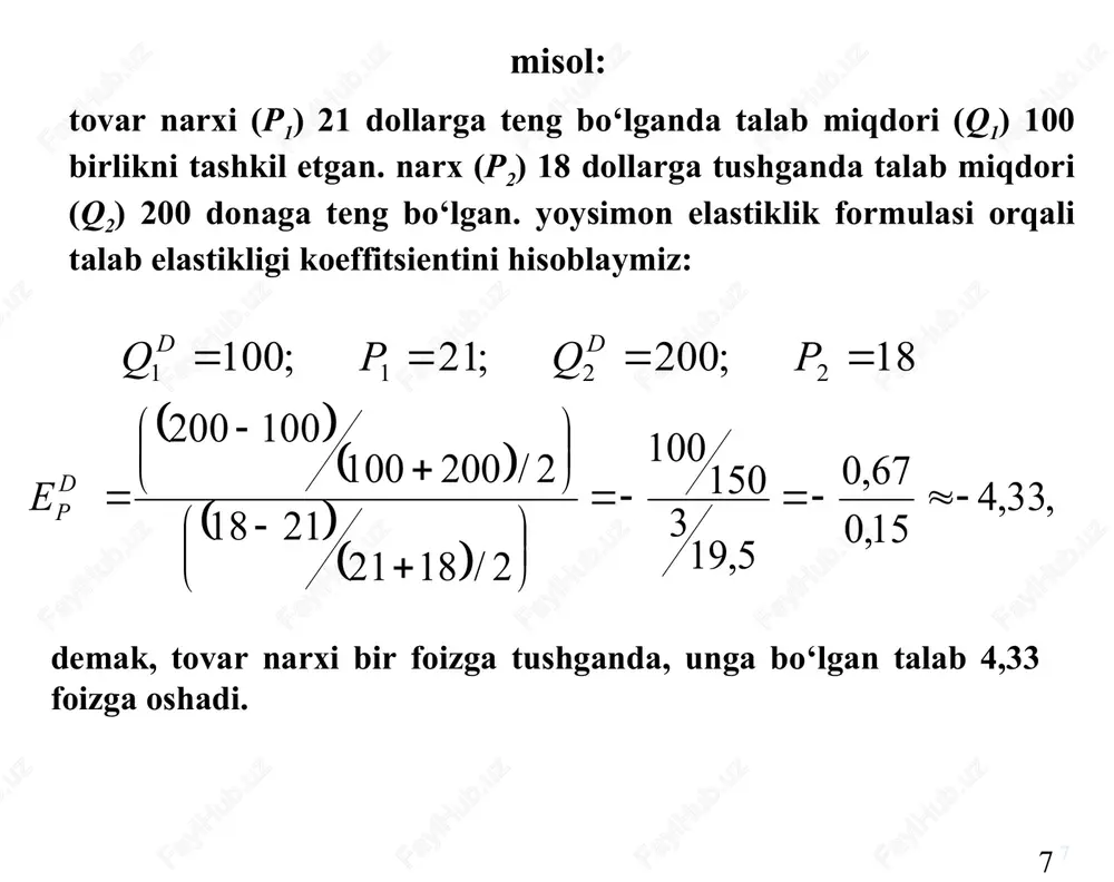 talab va taklif elastikligi - Page 7