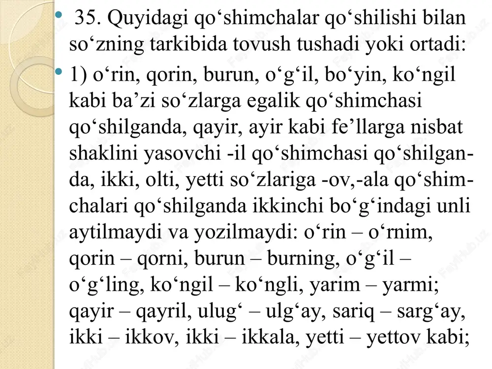 o’zbek tilida asos va qo’shimchalar imlosi - Page 7