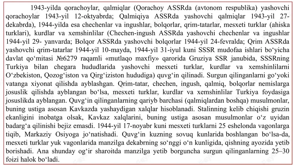markaz bilan kelishmasdan turib, sug‘oriladigan yerlarning ma’lum bir qismini kolxoz va sovxozlarning tasarrufidan chiqarish to‘g‘risidagi bunday qaror, islom karimov tomonidan amalga oshirilgan jasoratli harakat edi. mustaqillik shakllari siyosiy mustaqillik o'zbekiston siyosiy mustaqilligining asosiy belgilari quyidagilardan iboratdir: 1) davlatimizning dunyo mamlakatlari orasida huquqiy maqomini belgilovchi asosiy qonuni - konstitutsiyasining mavjudligi; 2) davlatning bo'linmas hudud va daxlsiz chegaralariga, ya'ni—dunyo xalkdari o'rtasida makon va zamonga egaligi; 3) davlatning suveren hokimiyatga egaligi va u demokratik tamoyillar asosida tashkil etilib, uch asosiy tarmoqqa - qonun chiqaruvchi, ijro etuvchi, sud hokimiyatiga bo'linganligi; 4) davlatni har qanday tajovuzlardan himoya qiluvchi kurolli kuchlarining borligi; 5) davlatning milliy manfaatlarini o'zida ifodalagan, umuminsomiylik printsiplariga asoslangan qonunlari, kodekslari va boshqa normativ – huquqiy hujjatlarining mavjudligi; 6) davlatning o'z ramzlari - bayrog'i, gerbi, madhiyasi va poytaxtiga ega ekanligi; 7) o'zbek xalqining referendumlar orkali davlatni boshqarish ishida bevosita va faol qatnashishi; 8) davlatning xalqaro maydonda mustaqil tashqi siyosat yurgizishi va boshq. birinchi prezident …
