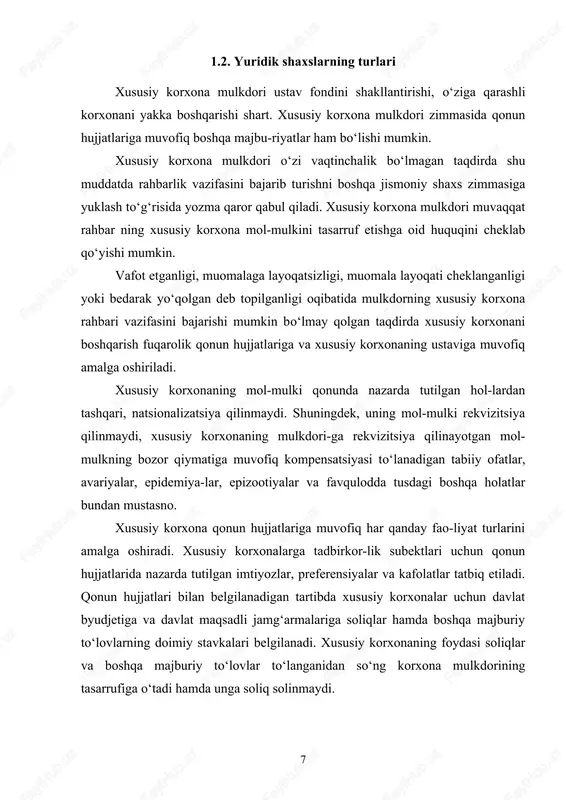 hilar shaxsiy ishtiroki xarakterli (kommanditchilardan tashqari), ta’sis hujjati ta’sis shartnomasi hisoblanishi, xo‘jalik sharkatlaridan ishtirokchilar chiqib ketadigan bo‘lsa, tegishlicha uning ta’sis hujjatiga o‘zgartirish kiritilishi uning o‘ziga xos xususiyatlarini tashkil etadi. o‘zbekiston respublikasining “xo‘jalik sharkatlari to‘g‘risi-da”gi 2001 yil 6 dekabrda qabul qilingan qonuni 3-moddasiga muvofiq muassislarning (ishtirokchilarning) ulushlariga (hissala-riga) bo‘lingan ustav fondiga (ustav kapitaliga) ega bo‘lgan tijo-rat tashkiloti xo‘jalik shirkati hisoblanadi, bunday shirkatda muassislar (ishtirokchilar) yoki ulardan ayrimlari shirkat nomi-dan tadbirkorlik faoliyati yuritishda shaxsan ishtirok etadilar. xo‘jalik shirkati, agar uning ta’sis shartnomasida boshqacha qoida belgilangan bo‘lmasa, nomuayyan muddatga tuziladi va qonun hujjatlarida taqiqlanmagan har qanday turdagi faoliyatni amalga oshirishi mumkin. xo‘jalik shirkati qonun hujjatlarida belgilangan tartibda boshqa yuridik shaxslarning muassisi (ishtirokchisi) bo‘lishi, vakolatxonalar va filiallar tashkil etishi mumkin. ta’sis shartnomasi xo‘jalik shirkatining ta’sis etish hujjati hisoblanadi. unda xo‘jalik shirkatining turi, faoliyat sohasi, maqsadlari va muddatlari, muassislarning(ishtirokchilarning) tarkibi, firma nomi va pochta manzili, ustav fondining miqdori va uni hosil qilish tartibi, har bir …