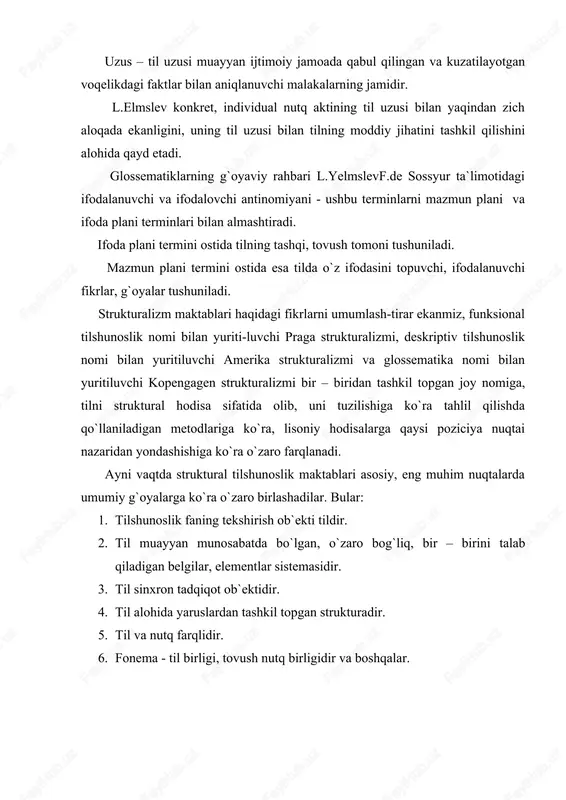 ligi taraqqiyotida peterburg tilshunoslik maktabining tutgan urni. 5. hozirgi davr tilshunosligi rivojida rossiya tilshunoslik maktablarining ahamiyati. so`z shakli(forma)sining mohiyati; so`zning real va formal ma`nosi; so`z turkumi va so`zning grammatik turkumi; ikki sostavli va bir sostavli sodda gaplar; gapning bosh va ikkinchi darajali bo`laklari; sintaktik va morfologik atamalar haqida; fonema va uning ta`rifi; fonetika va fonologiya. xix asrning oxiriga kelib rossiyada bir qancha lingvistik maktablar shakllandi. ularning ilmiy tamoyillari hozir ham o`z ahamiyatini yo`qotmagan. bulardan biri moskva tilshunoslik maktabi deb nomlanadi, uning asoschisi filipp fedorovich fortunatov (1848-1914) dir. f.f.fortunatov 1876 yildan 1906 yilgacha moskva universitetida dars berdi, keyinchalik ordinar akademik sifatida peterburgga ko`chdi. uning asosiy ishlari qatoriga quyidagilarni kiritish mumkin: “boltiq tillarida urg`u va cho`ziqlik haqida” (1895), “o`rta maktablarda rus tili grammatikasini o`qitish to`g`risida” (1904), “eski slavyan (cherkov-slavyan ) tili fonetikasi bo`yicha lekciyalar” (1919), “hind-evropa nillariqiyosiy morfologiyasi ”(1899-1901,”qiyosiy tilshunoslik”leksiyalar,(1901-1902 va boshqalar. f.f.fortunatov moskva universitetida 25 yillik faoliyati davomida o`zining original ilmiy …