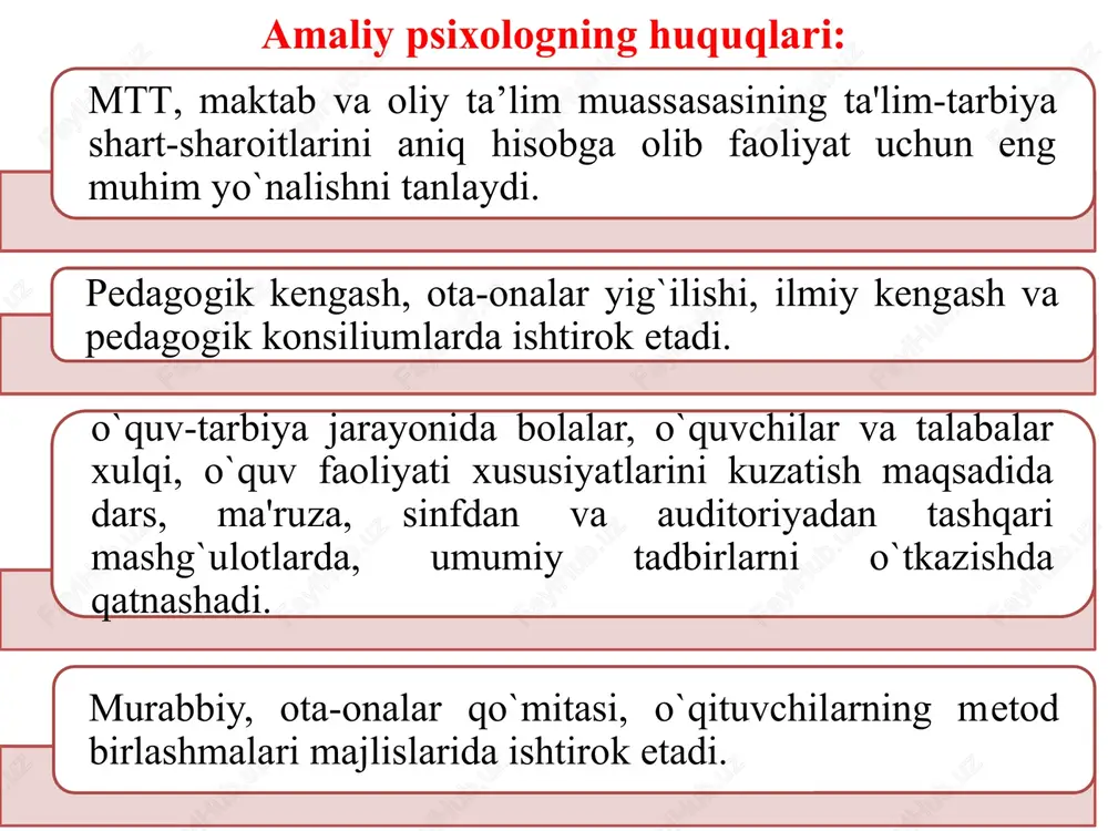 psixolog sub'ektning, mijozning qadr-qimmatini hurmat qilishi va u bilan muomala qilishda halollik, ya’ni to’g’riso’zlik ko'rsatishi kerak. psixologik ish jarayonida psixolog mijozning simpatiya va ishonch tuyg'ularini, psixolog bilan muloqotdan qoniqish hissini saqlab qolishga intilishi kerak. tadqiqotni o'tkazishda uning maqsadini (umumiy va tushunarli shaklda) yetkazish kerak, mijozni olingan ma'lumotlardan qanday foydalanish haqida o’z vaqtida ogohlantirish lozim. amaliyotchi psixolog va mijoz o'rtasidagi munosabatlarning optimal uslubi bu teng huquqli o'zaro munosabatlardir. mijoz o'zini psixologning to'liq hamkori sifatida his qilishi kerak. amaliy psixologlarning keng tarqalgan xatolaridan biri homiylik va vasiylik pozitsiyasidir. shu bilan birga, psixolog o'zini hayot bo'yicha mutaxassis deb hisoblab, mijozga uning mezonlarini qabul qilishi uchun ta'sir qila boshlaydi: nima “to'g'ri” va nima “noto'g'ri” talqinida. bu psixologning shaxsning harakatlarini yaxshi yoki yomon deb baholay boshlashiga olib keladi. bu noprofessionallikning namoyon bo'lishi, hayotiy psixologiyaga tayanib harakat qilishdir. amaliy psixolog uchun mijozning xatti-harakatlari haqida baholovchi fikrlar berish va unga to'g'ridan-to'g'ri maslahat berishdan qochish muhimdir, chunki bu …