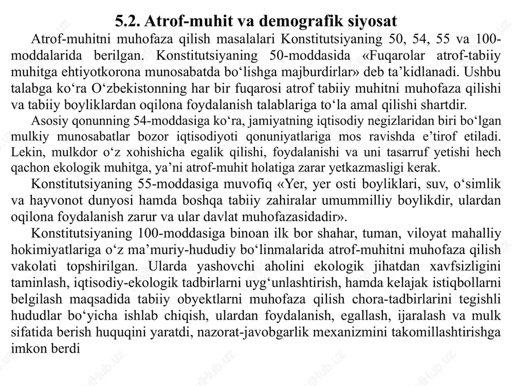 atosfera bo‘ylab quyoshning ultrabinafsha nurlari ta’sirida ozon (o3) hosil bo‘ladi. uning ko‘p konsentratsiyasi yerdan 22-25 km balandlikda kuzatiladi. ozon yuqori qalinliklarda ko‘p, o‘rta va quyi kengliklarda kam uchraydi. uning miqdori faslga qarab ham o‘zgarib turadi: bahorda ko‘payadi, kuzda esa kamayadi. undan yuqori ko‘tarilgan sari yerdan 55 km gacha harorat ortib, 3 – 0 oc ga ko‘tariladi. stratosferaning yuqori qatlamida ionosferaga o‘tguncha mezosfera qatlami joylashgan bo‘lib, uning yerdan balandligi 85-95 km gacha boradi. bu qavatda harorat asta-sekin pasayib, 5-9 oc/km va 85-95 km balandlikda o‘zining minimumiga – 100-130 oc ga yetadi. bu qavatdan yuqorida ionosfera yoki termosfera qavati joylashgan bo‘lib, uning qalinligi yerdan 200-300 km gacha yetib boradi. bu yerda harorat yana ortib, 1000 oc atrofida bo‘ladi. ionosfera qavatidan keyin eng yuqori qavat egzosfera qavati keladi. uning eng yuqori chegarasi 2000 km gacha yetib boradi. bu qavatning yuqori qismida atmosferaning asosiy tarkibi neytral vodoroddan, proton va elektronlardan tashkil topgan. begona qo‘shimchalari …