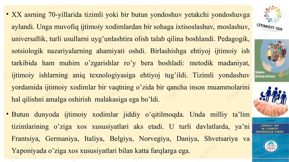 brener, rus olimlari v.s.muxina va a.v.petrovskiylarning tadqiqotlari ijtimoiylashuv mexanizmlariga turli yondoshuvlarni keltirib chiqaradi. mavjud ma’lumotlarning umumlashtirilishi quyidagi mexanizmlarni alohida ajratib ko’rsatish imkonini beradi: 1. i.p.podlasiy tasnifi bo’yicha: bostirish mexanizmi, uning mazmuni muayyan g’oya, fikr, xohish, istaklarni ongdan chiqarib tashlashdan iborat. bu mexanizmning tashqi va ichki turlari mavjud. ichki mexanizm ham o’z o’rnida ixtiyoriy va g’ayri ixtiyoriyga bo’linadi. g’ayriixtiyoriy mexanizm - unutishdir. ixtiyoriy bostirish mexanizmi esa iroda kuchi bilan amalga oshiriladi. tashqi bostirish mexanizmi tarbiyaning keng tarqalgan usulidir; ajratish mexanizmi. bu mexanizm ijtimoiylashuv mexanizmi sifatida inson o’zi uchun yomon taassurotlardan voz kechishi bilan bog’liq. ajratish mexanizmi odatda nizolarni hal qilishda kuzatiladi o’z-o’zini cheklash mexanizmi. bu mexanizm ijtimoiylashuv jarayonida muhim o’rin tutadi. agar tarbiyalanuvchiga uning yutuqlari do’stlarinikidan ko’ra ahamiyatsizroq tuyulsa, uning o’z-o’ziga hurmati pasayadi, yomon o’qiy boshlaydi. bu o’z “men”ini cheklab qo’yish, qiyinchiliklar oldida ojiz qolishdir. ba’zi hollarda o’z-o’zini cheklash mexanizmini qo’llashni oqlasa bo’ladi. chunki bu holatda moslashuv sodir bo’lishi mumkin. biroq …
