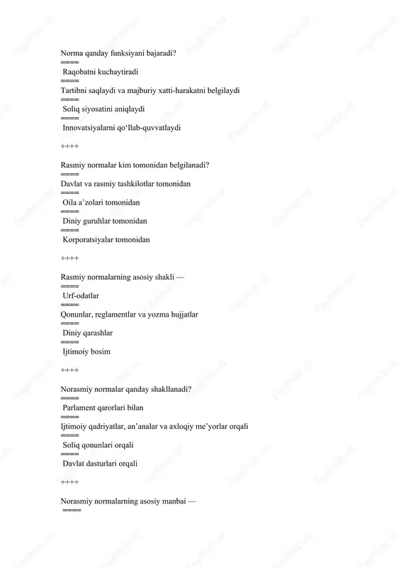umiy foydasini ==== dominant strategiyalarni ++++ teskari induksiya (backward induction) usuli nimani anglatadi? ==== o‘yinni boshlanishidan qaror qabul qilishni ==== o‘yin oxiridan boshlab qarorlar qabul qilishni ==== faqat nash muvozanatini hisoblashni ==== raqib strategiyasini kuzatishni ++++ nollar yig‘indisi o‘yinlarida qanday holat yuz beradi? ==== barcha ishtirokchilar birgalikda yutadi ==== foyda barcha uchun teng bo‘ladi ==== bir ishtirokchining yutug‘i boshqasining yo‘qotishiga teng bo‘ladi ==== hech kim foyda olmaydi ++++ kooperativ o‘yinlar deganda nima tushuniladi? ==== ishtirokchilar bir-biriga qarshi raqobatlashadi ==== ishtirokchilar o‘zaro kelishuv orqali hamkorlik qiladi ==== har bir ishtirokchi alohida qaror qabul qiladi ==== faqat bir ishtirokchi yutadi ++++ kooperativ bo‘lmagan o‘yinlarda ishtirokchilar qanday harakat qiladi? kelishuv asosida birgalikda qaror qabul qiladi ==== har biri o‘z manfaatini ko‘zlab individual qaror qabul qiladi ==== nash muvozanatiga amal qiladi ==== teskari induksiya asosida qaror qiladi ++++ statik o‘yinlar qanday amalga oshiriladi? ==== ishtirokchilar bir vaqtning o‘zida strategiyalarini tanlaydi ==== qarorlar ketma-ketlikda qabul …