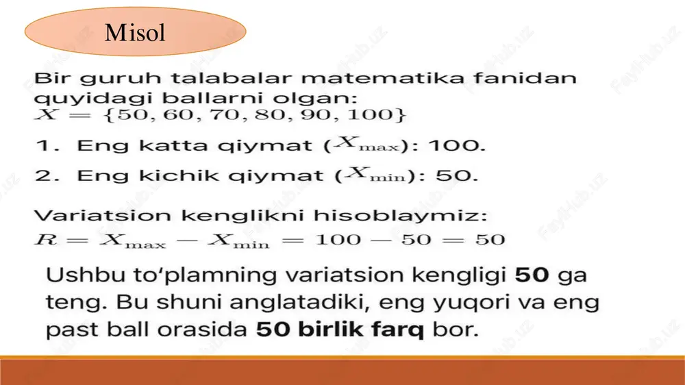 i taqsimlashda e‘tiborga olinadi. xulosa variatsiya ko„rsatkichlari bizga ma‟lumotlarni tahlil qilishda chuqurroq tushunchalar beradi, strategik qarorlar qabul qilishimizni osonlashtiradi va risklarni boshqarish imkonini yaratadi. bu ko„rsatkichlar iqtisodiy barqarorlikni ta‟minlash uchun muhim vositalardan biri hisoblanadi n xx d  n xx 2 2 )(   r=xmax-xmin 100 x v  e’ t i b o r i n g i z u ch u n r a h m a t !