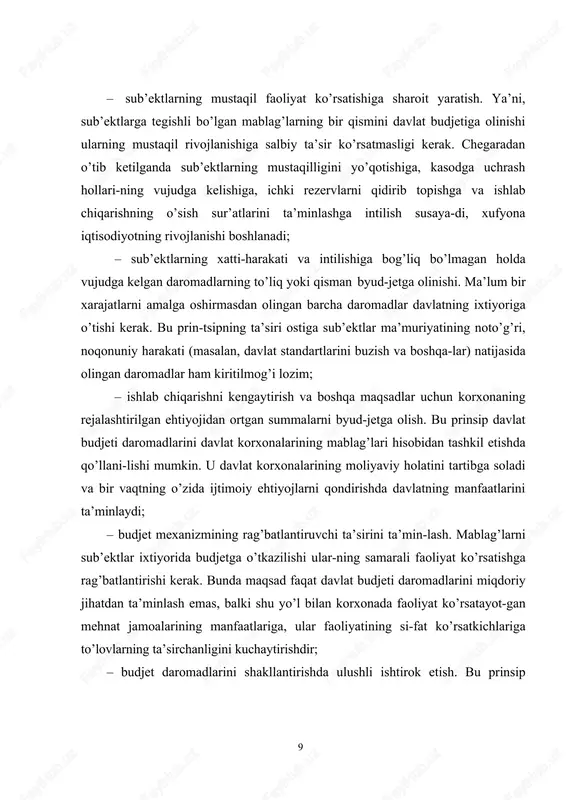 goriya sifatida bevosita davlatning paydo bo’lishi bilan bog’liqdir, ya’ni davlat o’zining vakolatiga kiruvchi vazifalarni bajarish uchun moliyaviy manba sifatida soliqlardan foydalanadi. davlat faoliyatining barcha yo’nalishlarini mablag’ bilan ta’minlashning asosiy manbalaridan biri va davlat ustuvorligini amalga oshirishning iqtisodiy vositasi soliqlardir. soliqlar respublika va mahalliy budjetlar daromadini shakllantiradi, davlat ijtimoiy dasturlari uchun moliyaviy negiz yaratadi, soliq to’lovchilarning tadbirkorlik faoliyatini boshqaradi, ularning tabiiy resurslardan unumli foydalanishga bo’lgan intilishini rag’batlantiradi, aholining turmush darajasini tartibga solib turadi, imtiyozlar yordamida esa aholining kam ta’minlangan qatlamlarini ijtimoiy himoya qilishni tashkil etishga yordam beradi. respublikamizda milliy soliq tizimining rivojlanishini uchta asosiy bosqichga ajratib ko’rsatish mumkin. birinchi bosqichda (1991-1994 yillar) soliq tizimi xazina masalasini hal qilishga qaratilgan bo’lib, uning asosiy maqsadi budjetning ko’proq mutanosib bo’lishini ta’minlashdan iborat bo’ldi. bu davrda soliqlarning ko’pligi bilan ham, uning yuqori stavkalari bilan ham, shuningdek soliq yukining soliqqa tortishning turli shakllari va soliq to’lovchilar toifalari o’rtasida notekis taqsimlanishi bilan harakterlanadi. tabiiy xom-ashyo resurslari, mulkni …